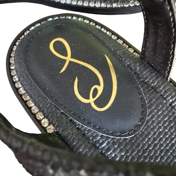 NWT Sam Edelman Tianna Floral Accent Gladiator Sandals Black Woven Women's 8.5 - Picture 13 of 16